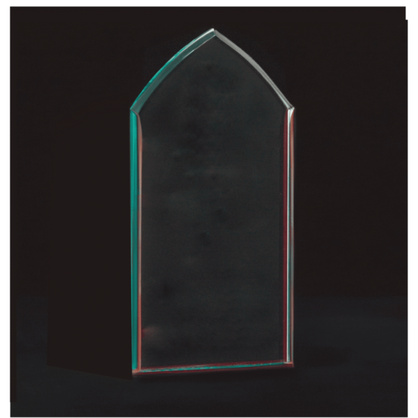 Custom Engraved 9 5/8" Flame Jade Acrylic with Rosewood Piano Base