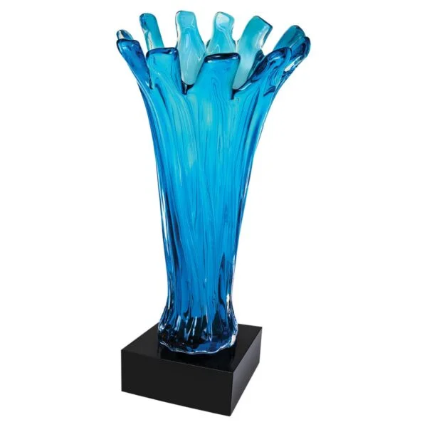 Custom 12 1/2" Blue Cup Art Glass