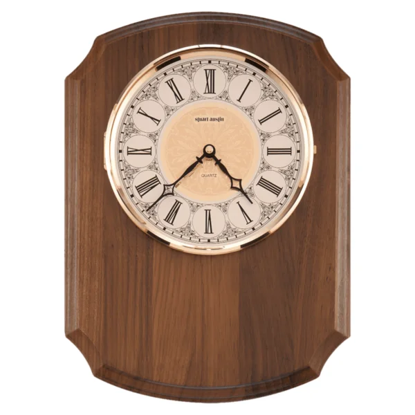 Custom Engraved 10 1/2" x 13" Walnut Plaque with Cut-Out for Clock-No Clock, No Plate