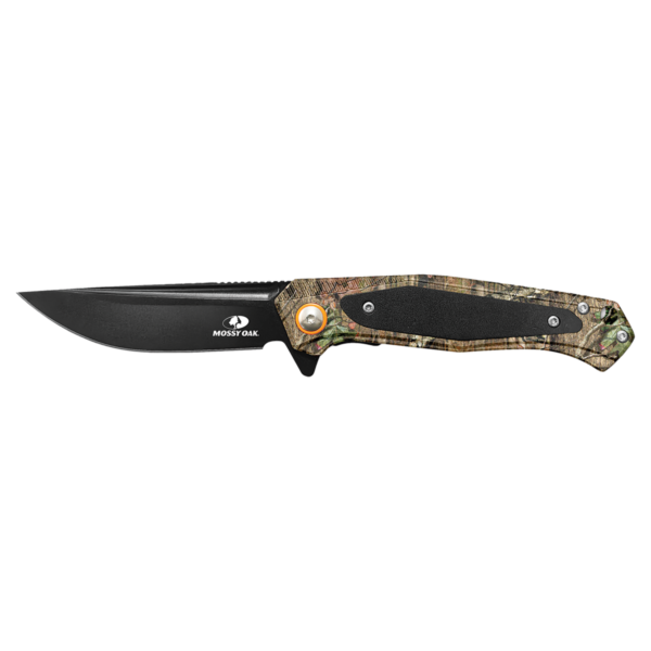 Custom Engraved Bison River 4 1/2" Green Camo with Black Aluminum Everyday Carry Knife-Mossy Oak