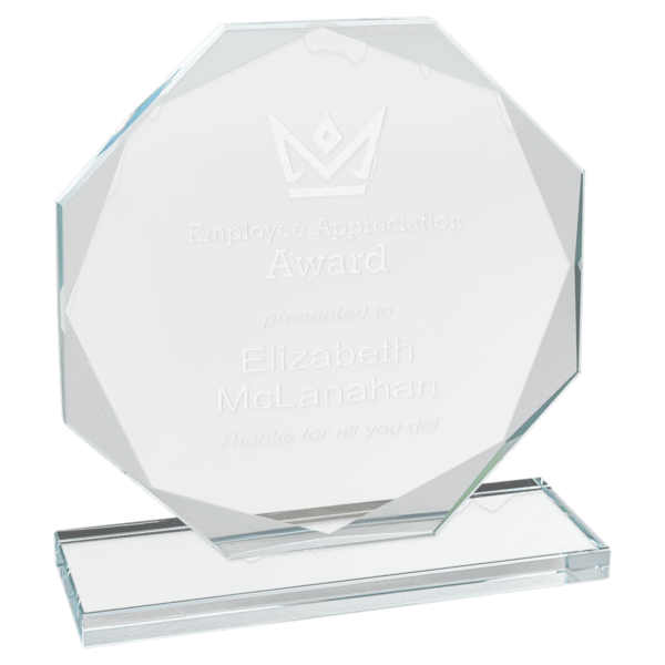 Custom Engraved 6" Octagon Clear Glass Award