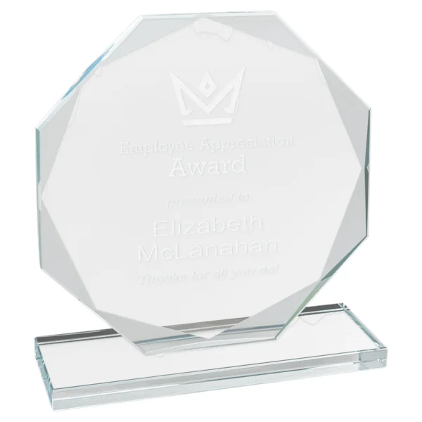 Custom Engraved 6" Octagon Clear Glass Award