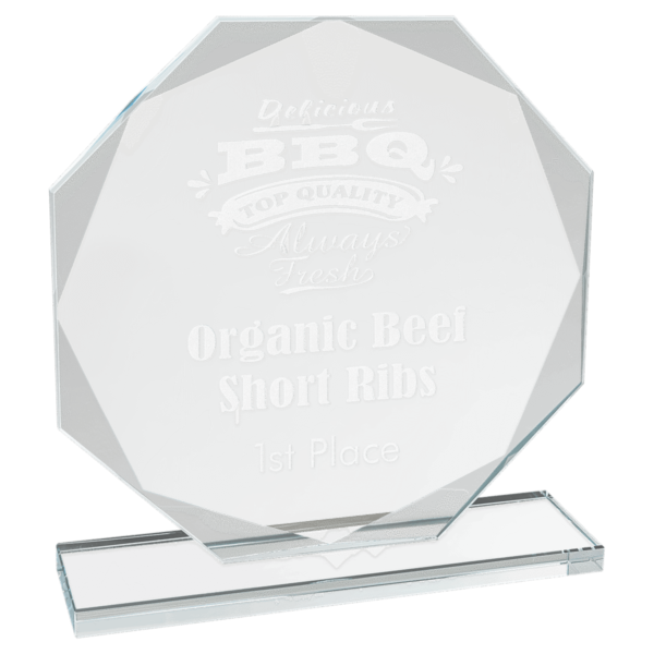 Custom Engraved 7 1/2" Octagon Clear Glass Award
