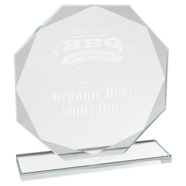 Custom Engraved 7 1/2" Octagon Clear Glass Award