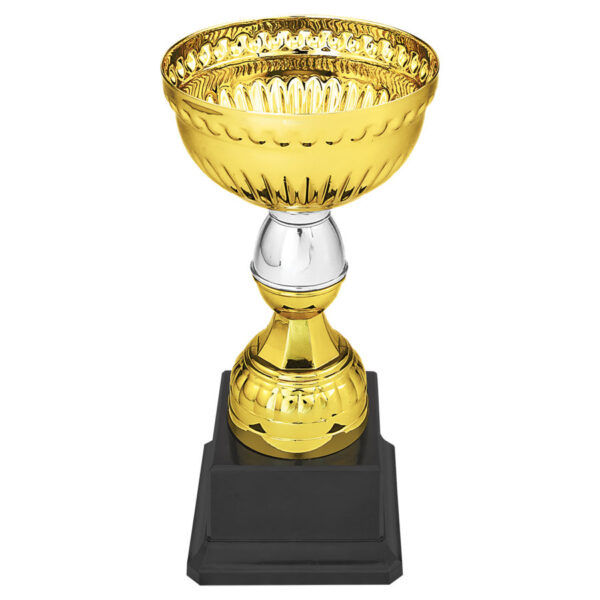 Custom 7" Gold & Silver Metal Cup with Plastic Stem and Base
