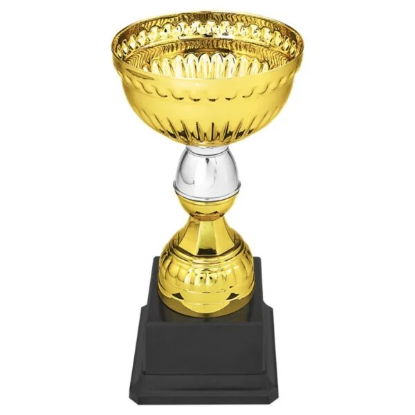 Custom 7" Gold & Silver Metal Cup with Plastic Stem and Base