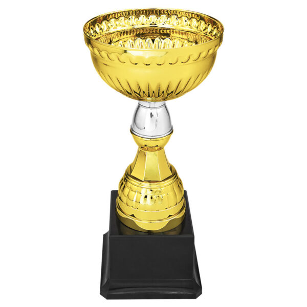 Custom 8" Gold & Silver Metal Cup with Plastic Stem and Base