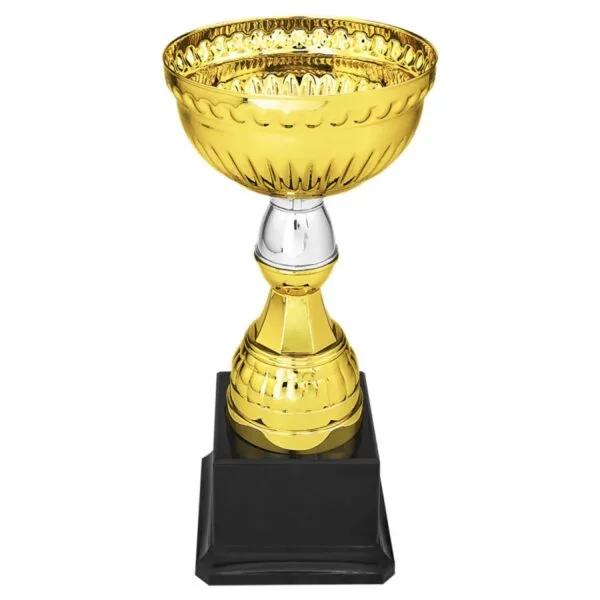 Custom 8" Gold & Silver Metal Cup with Plastic Stem and Base