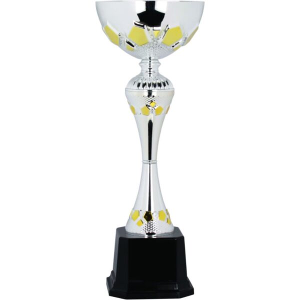 Custom 14 1/2" Silver/Gold Completed Metal Cup Trophy on Plastic Base