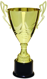 Custom 16 3/4" Gold Completed Metal Cup Trophy on Plastic Base