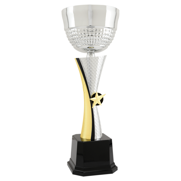 Custom 15" Silver/Gold Textured Completed Metal Cup Trophy
