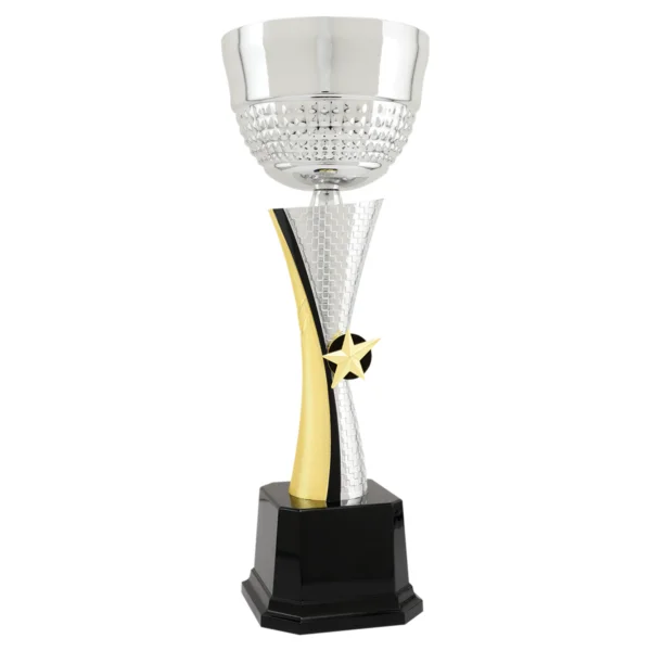 Custom 15" Silver/Gold Textured Completed Metal Cup Trophy