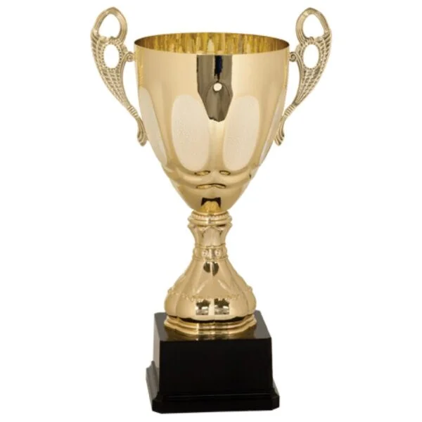 Custom 14" Gold Completed Metal Cup Trophy on Plastic Base