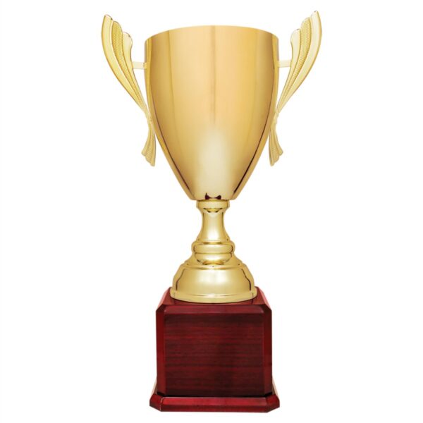 Custom Engraved 22" Gold Completed Metal Cup Trophy on Rosewood Royal Piano Base