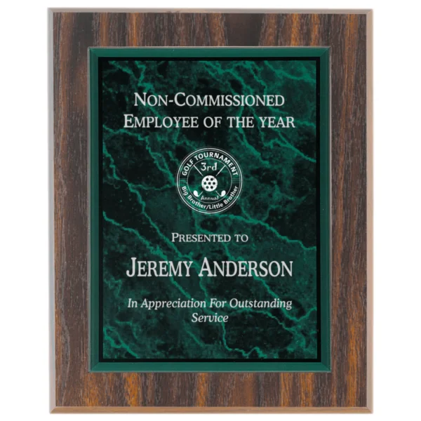 Custom Engraved 5" x 7" Green Marble Acrylic Plaque Plate