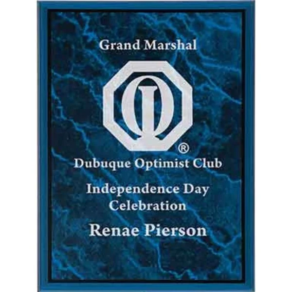 Custom Engraved 6" x 8" Blue Marble Acrylic Plaque Plate