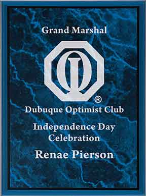 Custom Engraved 6" x 8" Blue Marble Acrylic Plaque Plate