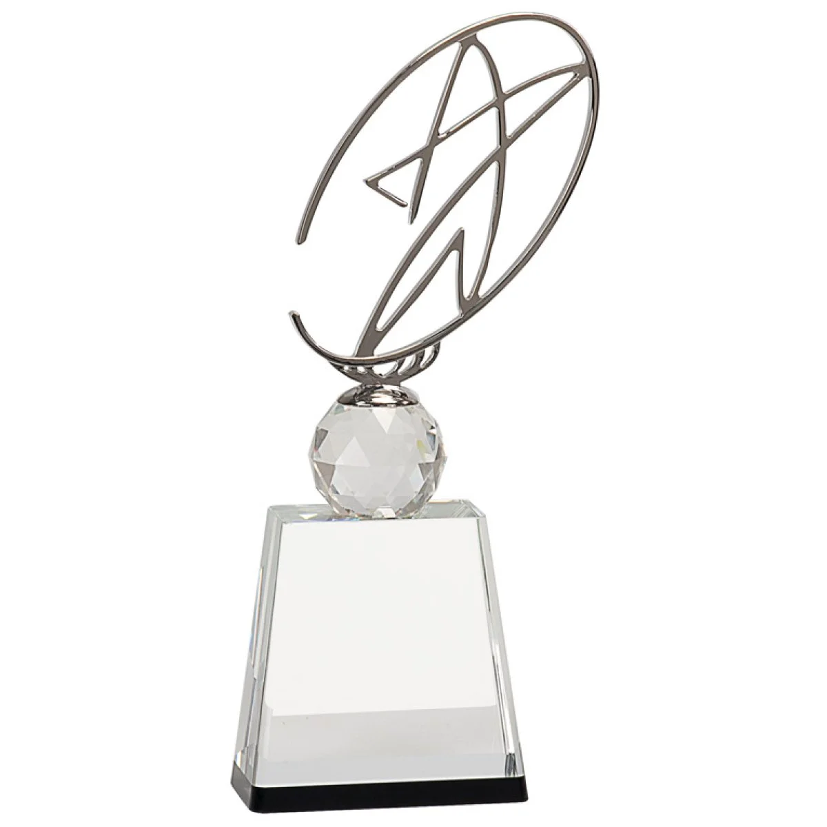 Custom Engraved 11" Clear/Black Crystal Award with Silver Metal Oval Star 1 Custom Engraved 11" Clear/Black Crystal Award with Silver Metal Oval Star