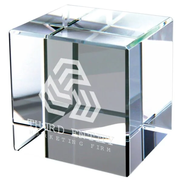Custom Engraved 2 1/2" x 2 1/2" Crystal Cube