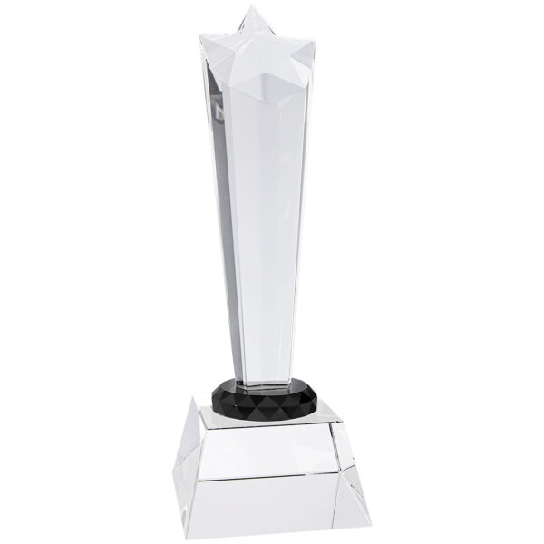 Custom Engraved 9" Crystal Rising Star with Clear Base