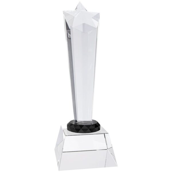 Custom Engraved 9" Crystal Rising Star with Clear Base