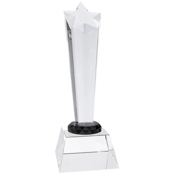 Custom Engraved 9" Crystal Rising Star with Clear Base