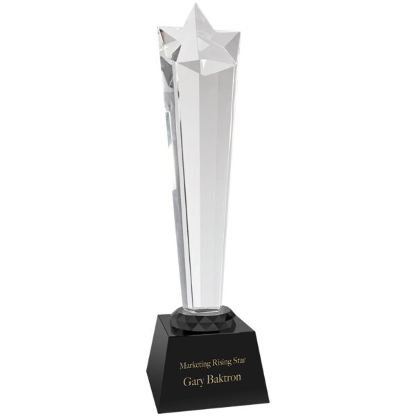 Custom Engraved 11 3/4" Crystal Rising Star with Black Base