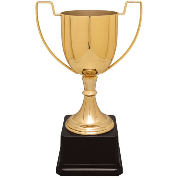 Custom 10 1/2" Gold Completed Zinc Cup Trophy on Plastic Base