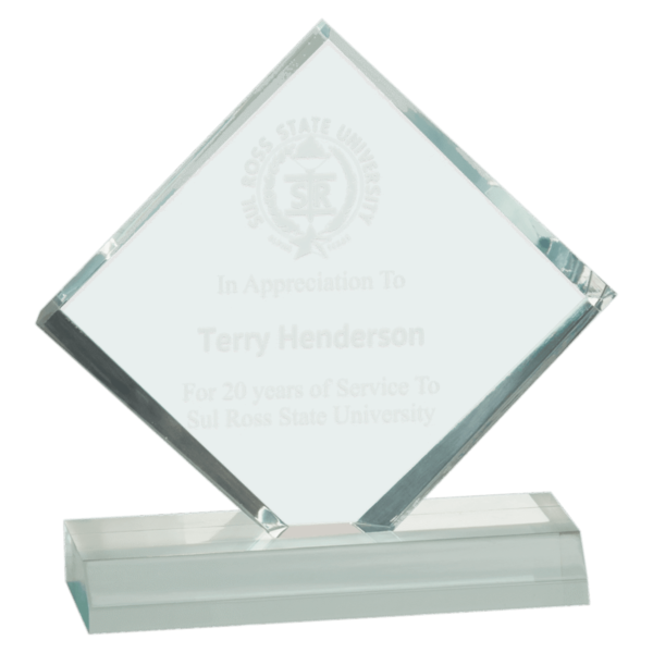 Custom Engraved 3 1/2" x 3 1/2" Jade Diamond Jewel Beveled Acrylic Blank