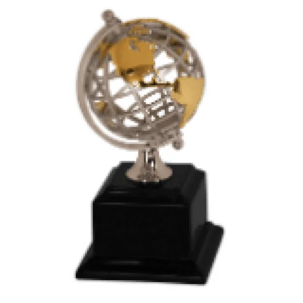Custom Engraved 8 3/4" Gold/Silver Globe with Black Piano Base