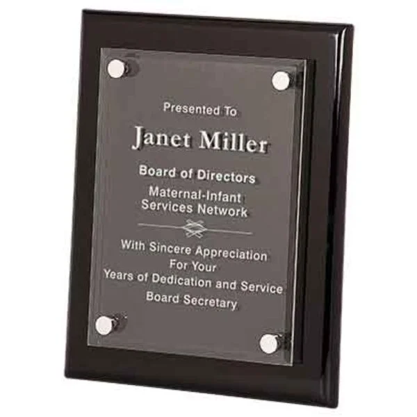 Custom Engraved 8" x 10" Black Piano Floating Acrylic Plaque