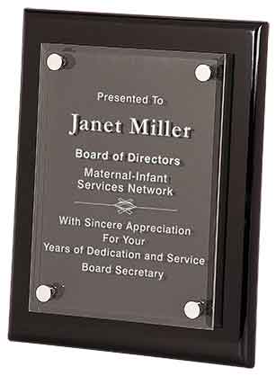 Custom Engraved 8" x 10" Black Piano Floating Acrylic Plaque