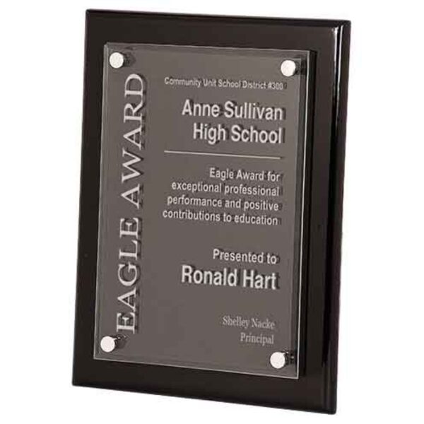 Custom Engraved 9" x 12" Black Piano Floating Acrylic Plaque