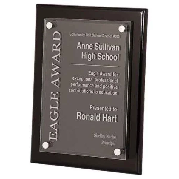 Custom Engraved 9" x 12" Black Piano Floating Acrylic Plaque