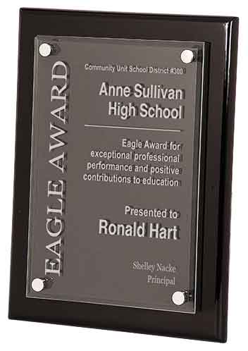 Custom Engraved 9" x 12" Black Piano Floating Acrylic Plaque