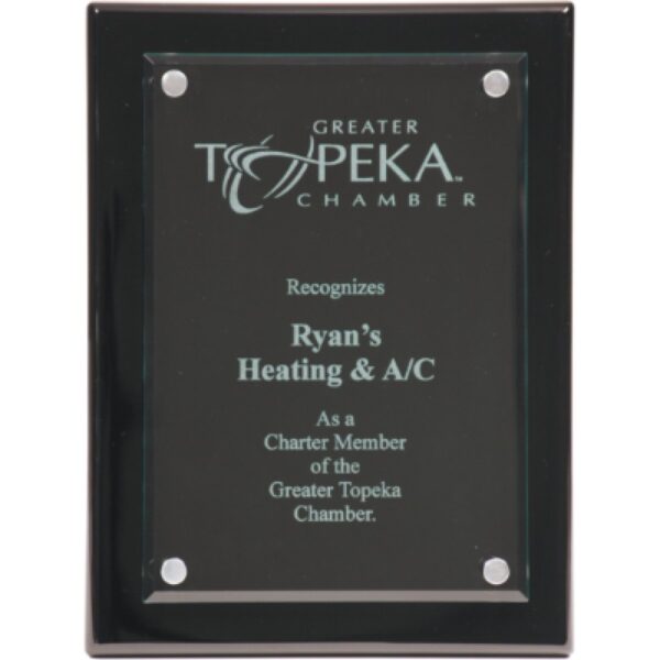 Custom Engraved 9" x 12" Black Piano Floating Glass Plaque