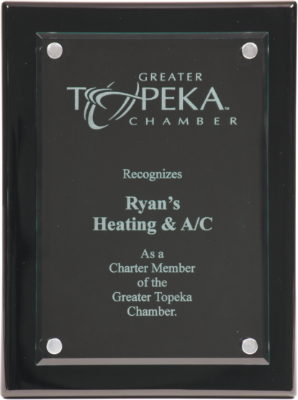 Custom Engraved 9" x 12" Black Piano Floating Glass Plaque