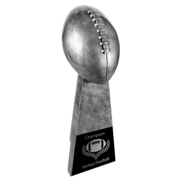 Custom 10 1/4" Antique Silver Football Resin