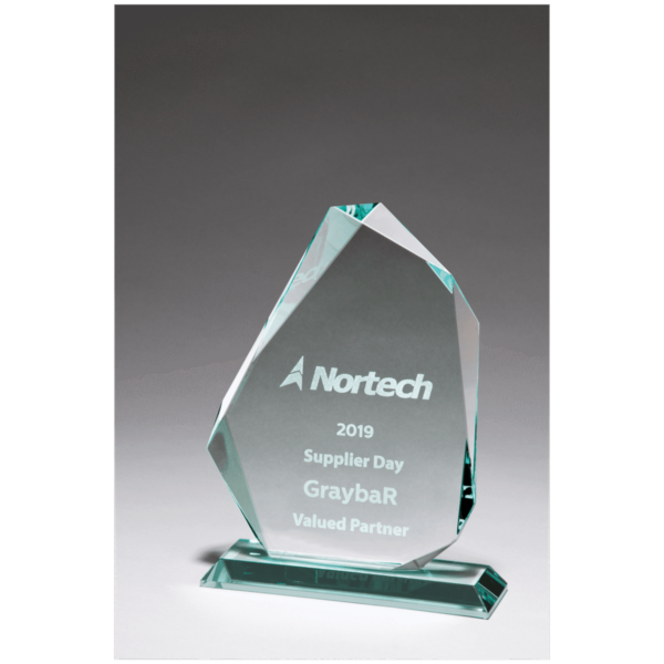 Custom Engraved 7 x 9 1/8" Iceberg Thick Jade Glass Award