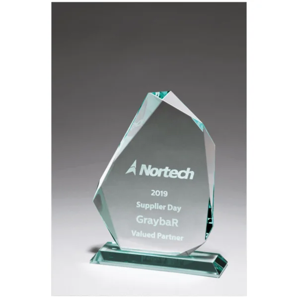 Custom Engraved 7 x 9 1/8" Iceberg Thick Jade Glass Award