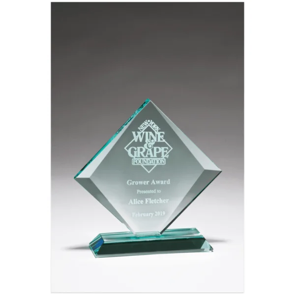 Custom Engraved 8" x 8" Diamond Glass Award