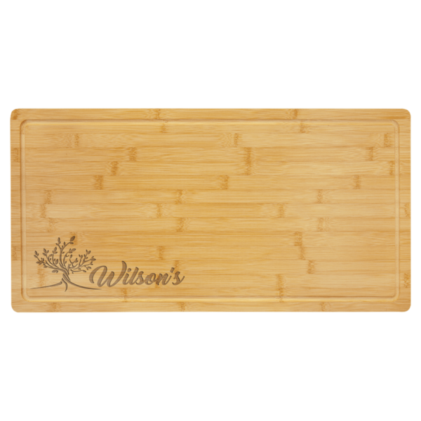 Personalized 23 3/4" x 12" Bamboo Cutting Board with Drip Ring