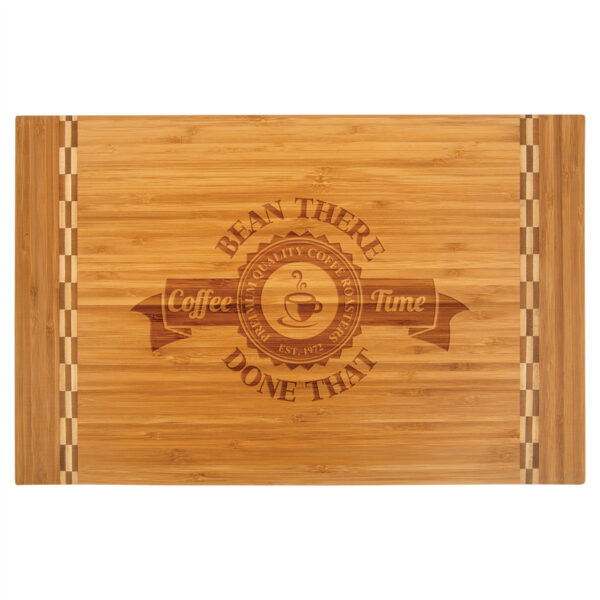 Personalized 18 1/4" x 12" Bamboo Cutting Board with Butcher Block Inlay