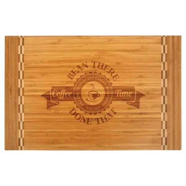Personalized 18 1/4" x 12" Bamboo Cutting Board with Butcher Block Inlay