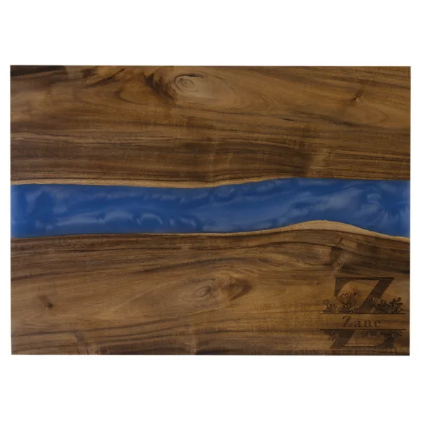 Custom 15 3/4" x 11 3/4" Acacia with Blue Pearl Resin Serving Board