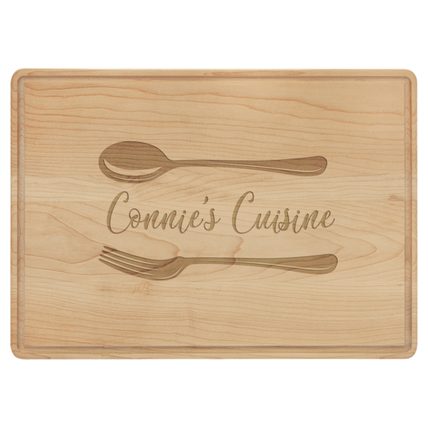 Personalized 13 3/4" x 9 3/4" Maple Cutting Board with Drip Ring