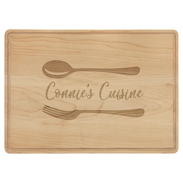 Personalized 13 3/4" x 9 3/4" Maple Cutting Board with Drip Ring