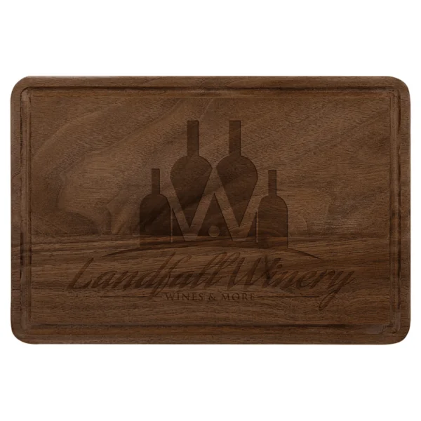 Personalized 9" x 6" Walnut Cutting Board with Drip Ring