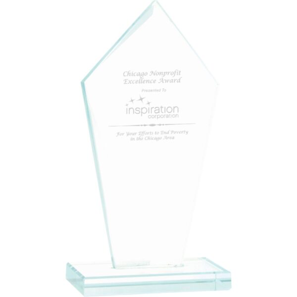 Custom Engraved 6 3/4" Diamond Jade Glass Award