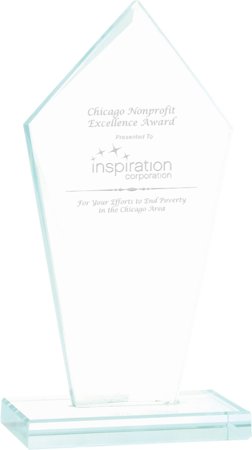 Custom Engraved 6 3/4" Diamond Jade Glass Award